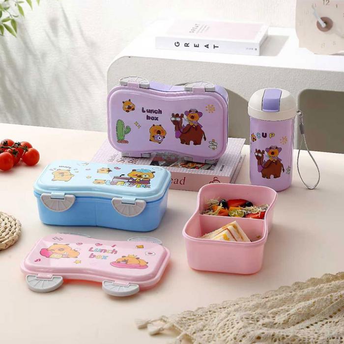 跑車(chē)卡通套裝飯盒(飯盒800ML+水杯450ML)